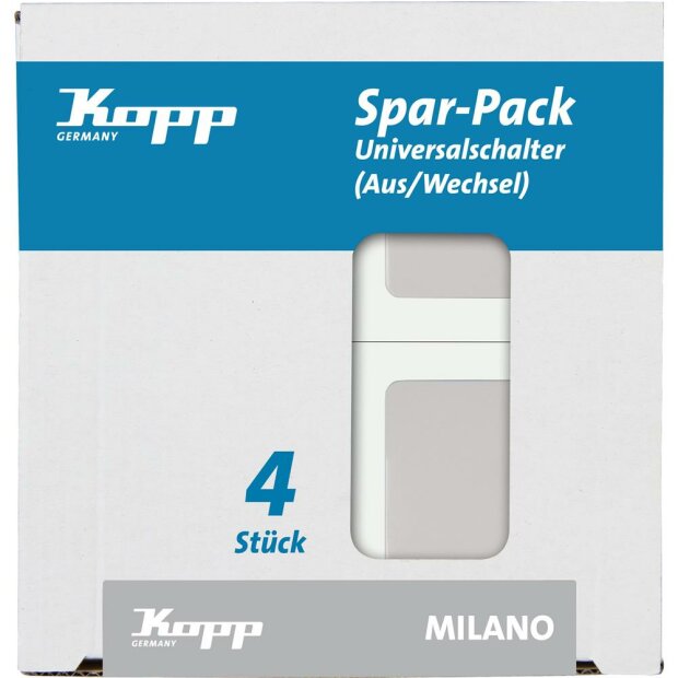 MILANO - Profi-Pack: 4x Universalschalter (Aus-/Wechsel), Farbe: weiß