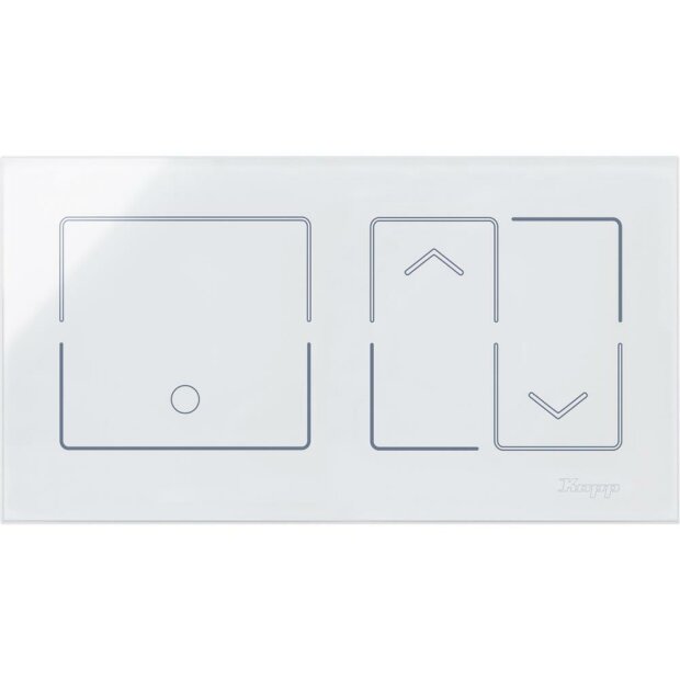 HKi8 - Glas-Sensor, 2-fach, für 1x Schalter/Taster, 1x Jalousieschalter/-taster, Farbe: weiß