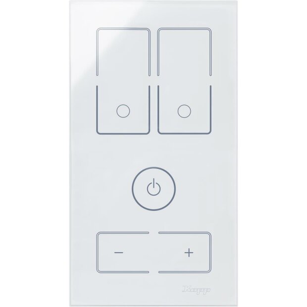 HKi8 - Glas-Sensor, 2-fach, für 1x Doppelschalter/-taster, 1x Dimmer, Farbe: weiß