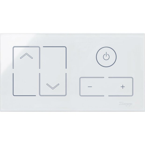 HKi8 - Glas-Sensor, 2-fach, für 1x Jalousieschalter/-taster, 1x Dimmer, Farbe: weiß