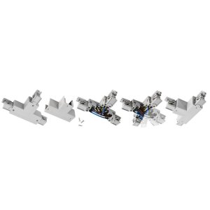 3-Phasen Schienensystem, D Line T-Verbinder links-links-rechts mit Wechselmechanik, Edelstahl, 220-2