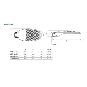 Straßenleuchte JRA2 60W 6500K IP65