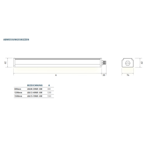 Lichtband Feuchtraum IP65 Serie LBL 600mm 70W/60W/40W...