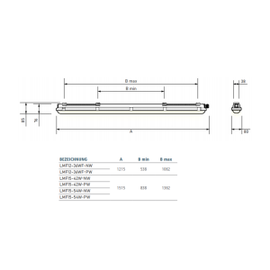 Feuchtraumleuchte Serie LMF 36W 1200mm 5000K IP66