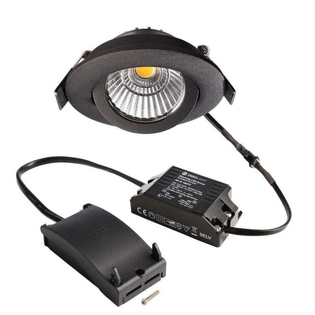 Deckeneinbauleuchte, Dione, 8,5 W, DIM, 3000 K, Schwarz, 220-240 V/AC