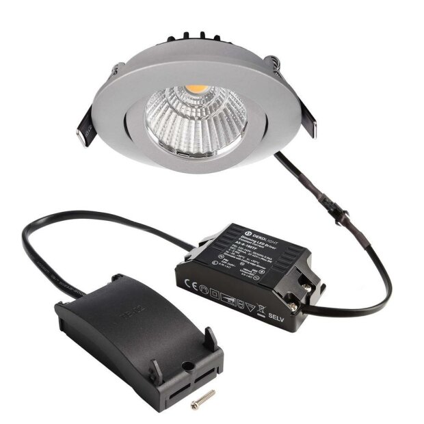 Deckeneinbauleuchte, Dione, 8,5 W, DIM, 2700 K, Silber, 220-240 V/AC