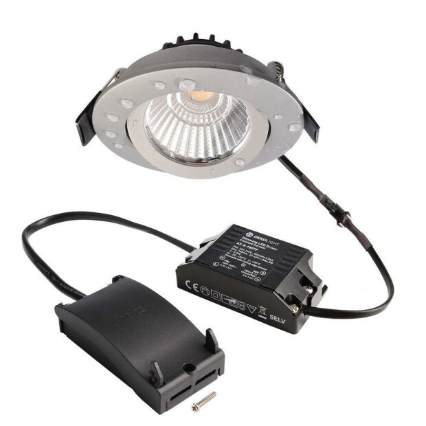 Deckeneinbauleuchte, Dione IP, 8,5 W, DIM, 2700 K, Silber, 220-240 V/AC