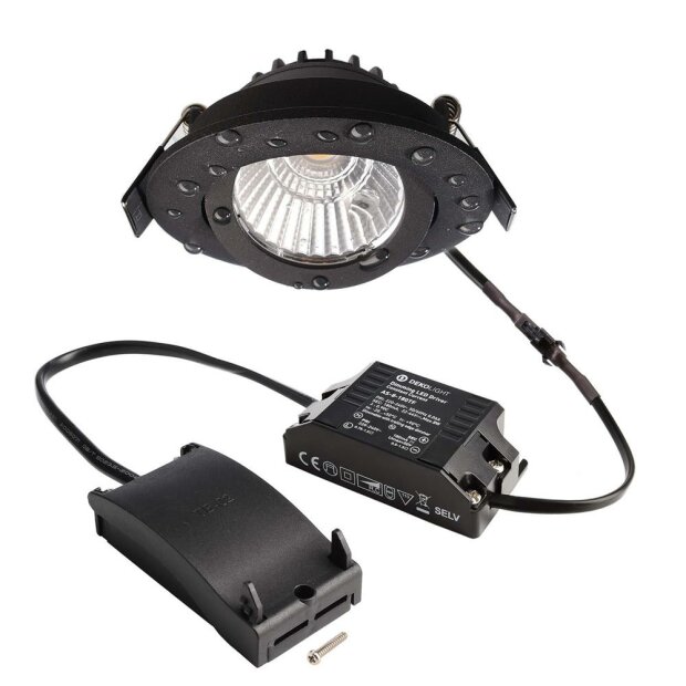 Deckeneinbauleuchte, Dione IP, 8,5 W, DIM, 2700 K, Schwarz, 220-240 V/AC