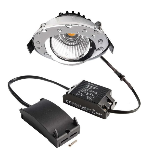 Deckeneinbauleuchte, Dione IP, 8,5 W, DIM, 2700 K, Chrom, 220-240 V/AC