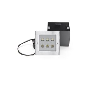 Bodeneinbauleuchte, Square I Asymetrisch, 7,5 W, 3000 K, Silber, 220-240 V/AC