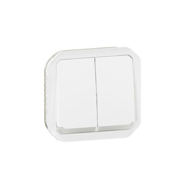 Plexo New Einsatz Doppelwechselsch 10AX/Taster bel 10A, SL, IP55, IK08,Ultraweiß