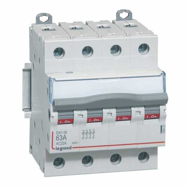 Lasttrennschalter DX3, 4-polig, 63A 400 VAC, Gebrauchskategorie AC-22A, 4TE