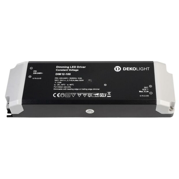 Deko-Light, Netzgerät (CV, DC) dimmbar, BASIC, DIM CV 12V 34-100W, Mit Phasenanschnittsdimmer<br/>Mi