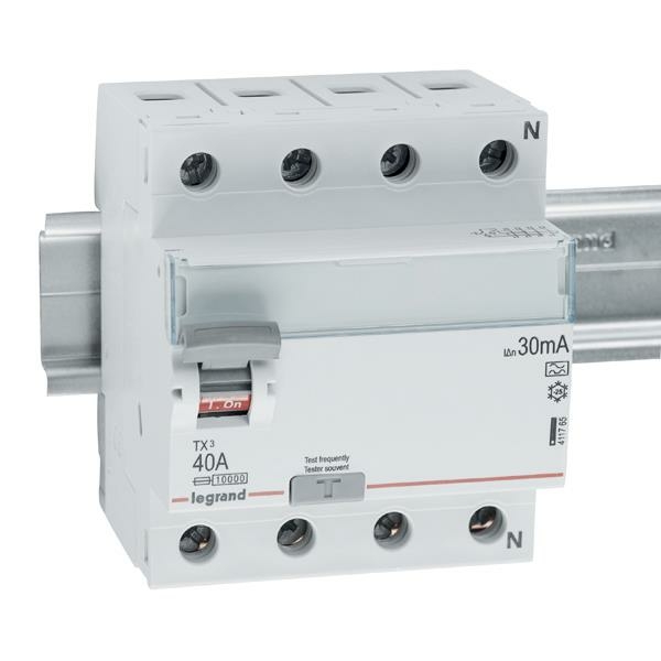 Legrand 411765 TX3 Fi-Schalter 40A 4-polig 30mA Typ A 400VAC 4TE