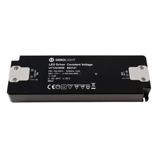 Deko-Light, Netzgerät (CV, DC), FLAT, CV, UT12V/50W, 50.0 W, 100-240 V/AC, Ausgangsspannung: 12 V/DC