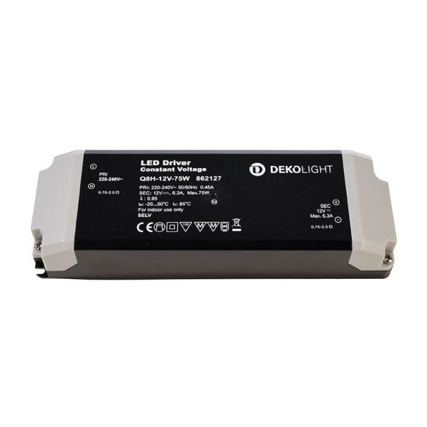 Deko-Light, Netzgerät (CV, DC), BASIC, CV, Q8H-12-75W, 75.0 W, 220-240 V/AC, Ausgangsspannung: 12 V/