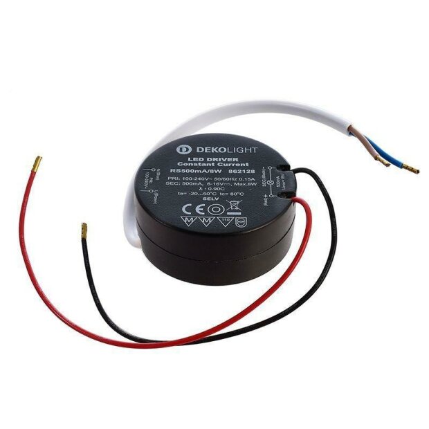 Deko-Light, Netzgerät (CC, DC), ROUND, CC, RS500mA/8W, 3,0-8,0 W, 100-240 V/AC, Ausgangsspannung min