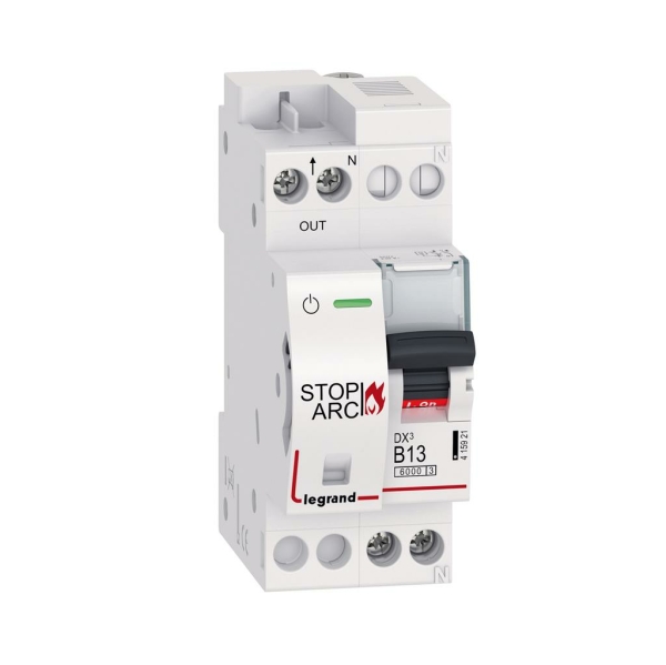 DX3 AFDD Brandschutzschalter mit LS-Schalter B13 A, 1P+NR, 6kA, 230VAC, 2TE