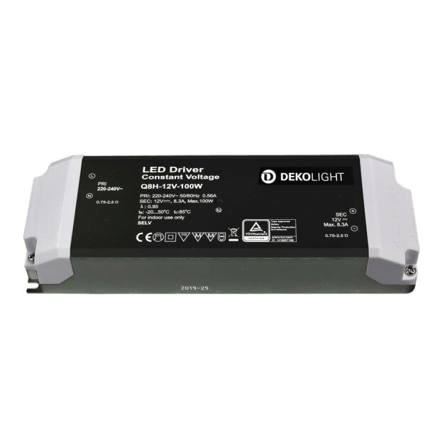 Deko-Light, Netzgerät (CV, DC), BASIC, CV, Q8H-12-100W, 100.0 W, 220-240 V/AC, Ausgangsspannung: 12