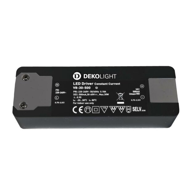 Deko-Light, Netzgerät (CC, DC), BASIC, CC, V8-30-500mA/30W, 15,0-30,0 W, 220-240 V/AC, Ausgangsspann