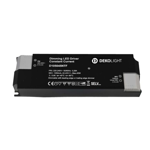 Deko-Light, Netzgerät (CC, DC) dimmbar, BASIC, DIM, CC, D105045NTF/45W, Mit Phasenanschnittsdimmer<b