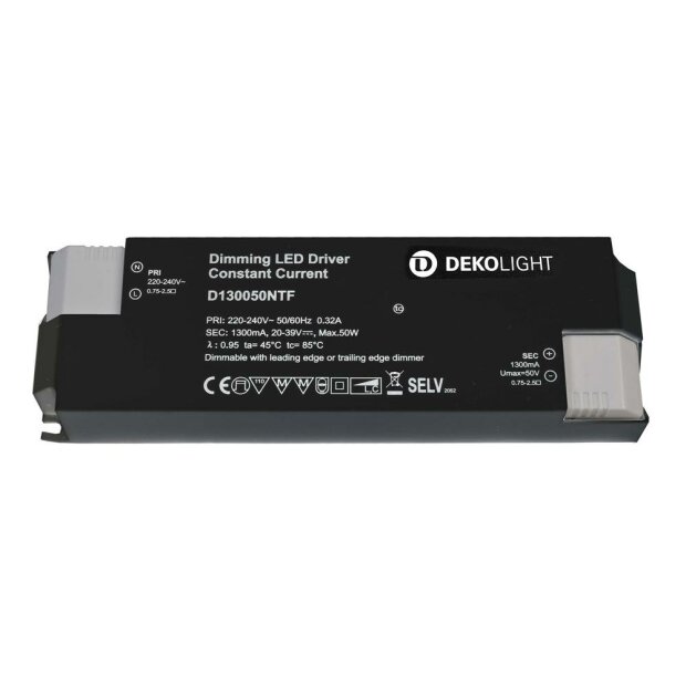 Deko-Light, Netzgerät (CC, DC) dimmbar, BASIC, DIM, CC, D130050NTF/50W, Mit Phasenanschnittsdimmer<b