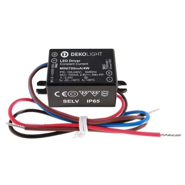 Deko-Light, Netzgerät (CC, DC), MINI, CC, 700mA/4W, 1,4-4,0 W, 100-240 V/AC, Ausgangsspannung min./m