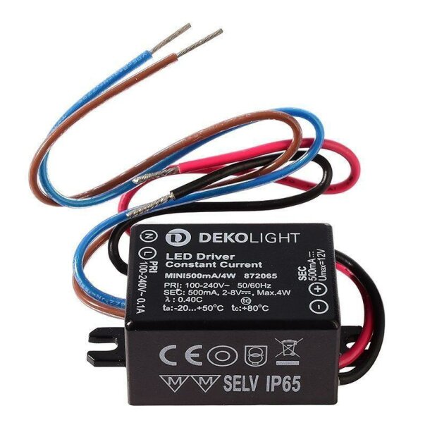 Deko-Light, Netzgerät (CC, DC), MINI, CC, 500mA/4W, 1,0-4,0 W, 100-240 V/AC, Ausgangsspannung min./m