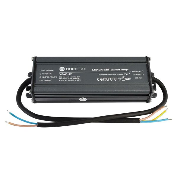 Deko-Light, Netzgerät (CV, DC), IP, CV, V6-40-12, 40.0 W, 100-240 V/AC, Bemessungsstrom: 500 mA, Aus