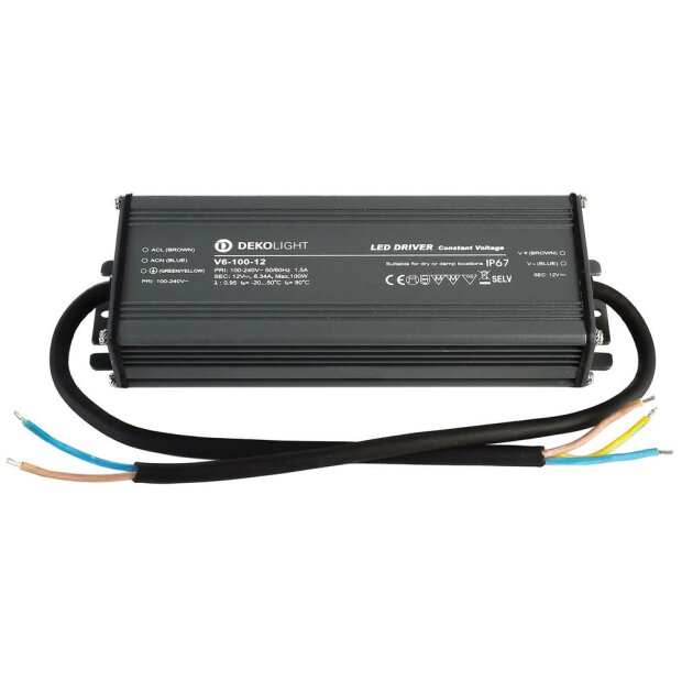 Deko-Light, Netzgerät (CV, DC), IP, CV, V6-100-12, 100.0 W, 100-240 V/AC, Ausgangsspannung: 12 V/DC