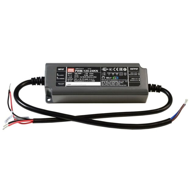 Meanwell, Netzgerät (CV, DC) dimmbar, CV, PWM-120-24KN, KNX, 120.0 W, 90-305 V/AC, Ausgangsspannung: