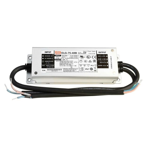 Meanwell, Netzgerät (CV, DC) dimmbar, DIM, CV, ELG-75-48B, 0-10 V<br/>1-10 V, 75.0 W, 100-305 V/AC,