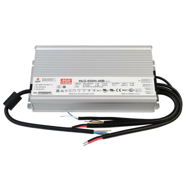 Meanwell, Netzgerät (CV, DC) dimmbar, DIM, CV, HLG-600H-48B, 0-10 V<br/>1-10 V, 600.0 W, 90-305 V/AC