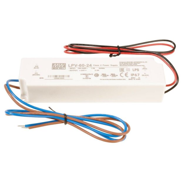 Meanwell, Netzgerät (CV, DC), CV, LPV-60-24, 60.0 W, 110-240 V/AC, Ausgangsspannung: 24 V/DC