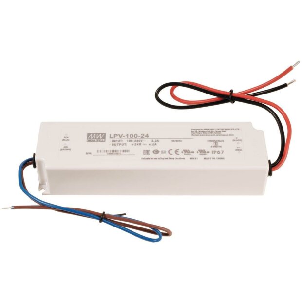 Meanwell, Netzgerät (CV, DC), CV, LPV-100-24, 100.0 W, 110-240 V/AC, Ausgangsspannung: 24 V/DC