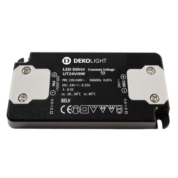 Deko-Light, Netzgerät (CV, DC), FLAT, CV, UT24V/6W, 6.0 W, 220-240 V/AC, Ausgangsspannung: 24 V/DC