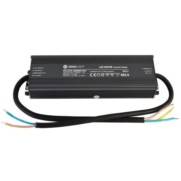 Deko-Light, Netzgerät (CV, DC), IP, CV, PLUTO 200/12V, 200.0 W, 100-240 V/AC, Ausgangsspannung: 12 V