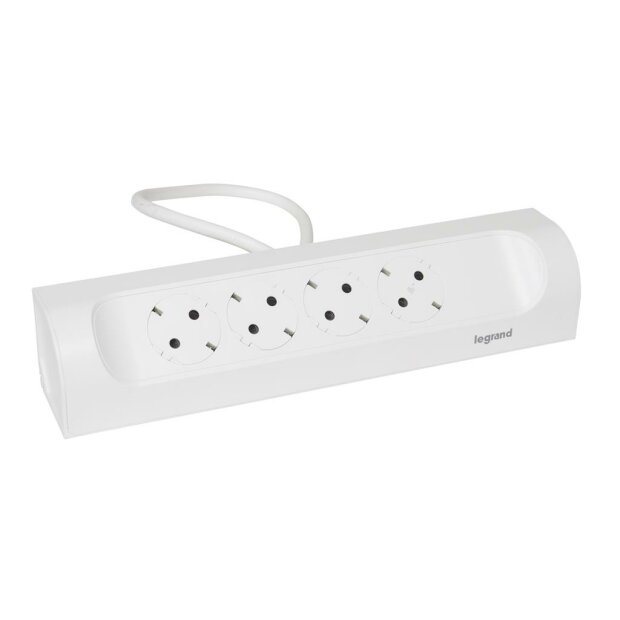 Ecksteckdosenleiste 4x Steckdose, 1 Meter Kabel  Farbe: Ultraweiß
