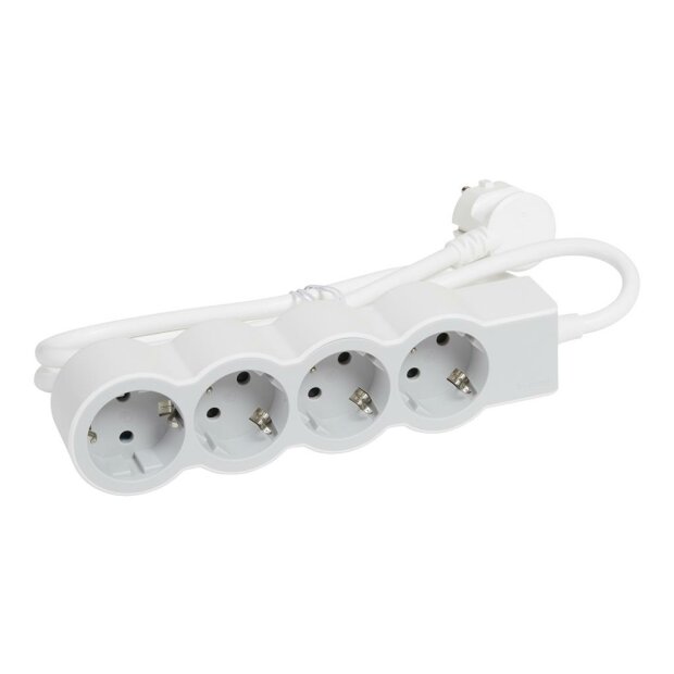 Flache Steckdosenleiste 4x Steckdose, 1,5 Meter Kabel Farbe: Ultraweiß/Grau