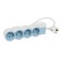 Flache Steckdosenleiste 4x Steckdose, 1,5 Meter Kabel Farbe: Soft Blue