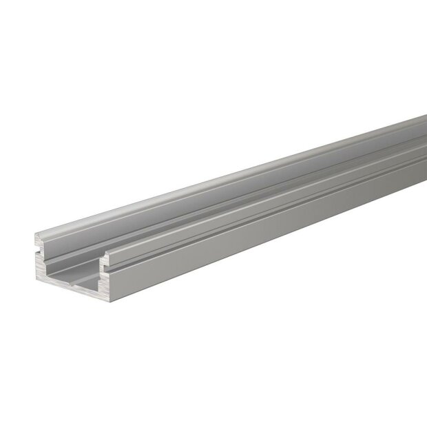 Profil, U-Profil flach AU-01-08, 8 - 9,3 mm LED Stripes, Aluminium, Silber, Eloxiert, Tiefe: 1000 mm