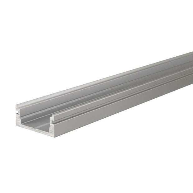 Profil, U-Profil flach AU-01-10, 10 - 11,3 mm LED Stripes, Aluminium, Silber, Eloxiert, Tiefe: 2000