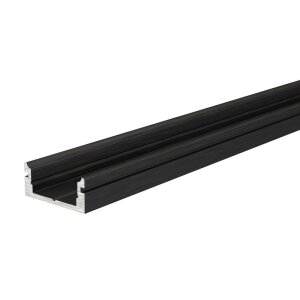 Profil, U-Profil flach AU-01-10, 10 - 11,3 mm LED Stripes, Aluminium, Schwarz, Eloxiert, Tiefe: 2000