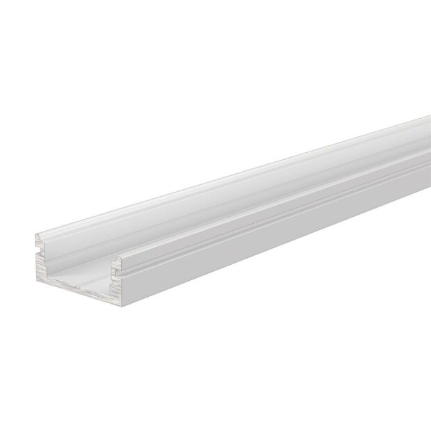 Profil, U-Profil flach AU-01-10, 10 - 11,3 mm LED Stripes, Aluminium, Weiß, Tiefe: 2000 mm, Breite: