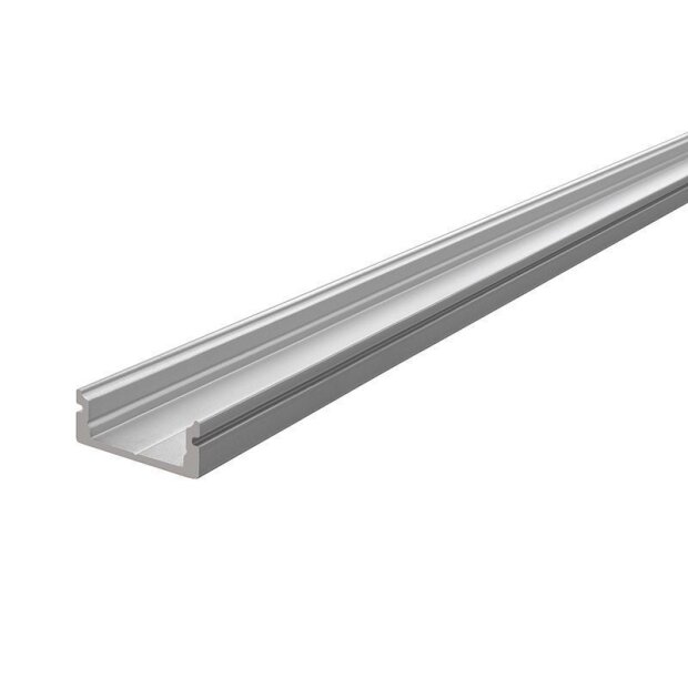 Profil, U-Profil flach AU-01-12, 12 - 13,3 mm LED Stripes, Aluminium, Silber, Eloxiert, Tiefe: 3000