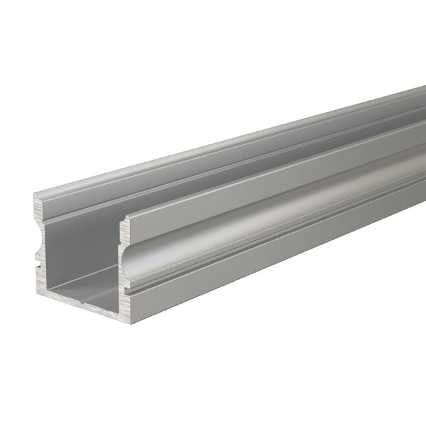 Profil, U-Profil hoch AU-02-12, 12 - 13,3 mm LED Stripes, Aluminium, Silber, Eloxiert, Tiefe: 1000 m