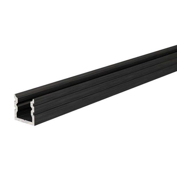 Profil, U-Profil hoch AU-02-05, 5 - 5,7 mm LED Stripes, Aluminium, Schwarz, Gebürstet, Tiefe: 2000 m