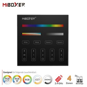 MiBoxer 2.4GHz Wandsteuerung | RGB + CCT | 4 Zone |...