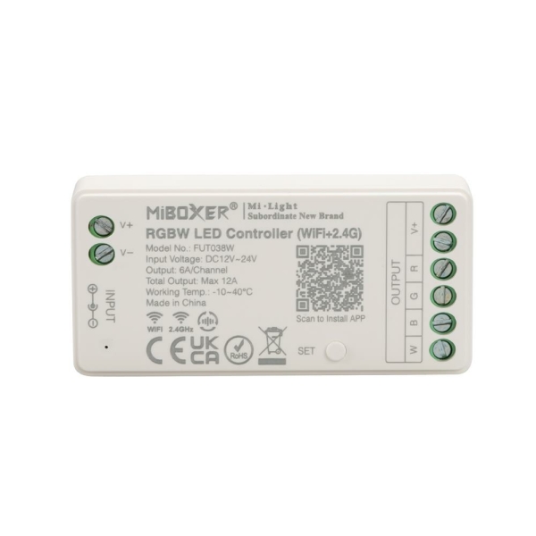 MiBoxer Controller | RGB+W | Wifi + 2,4G 12/24V WiFi Tuya Alexa Google | Weiß | Model FUT038W