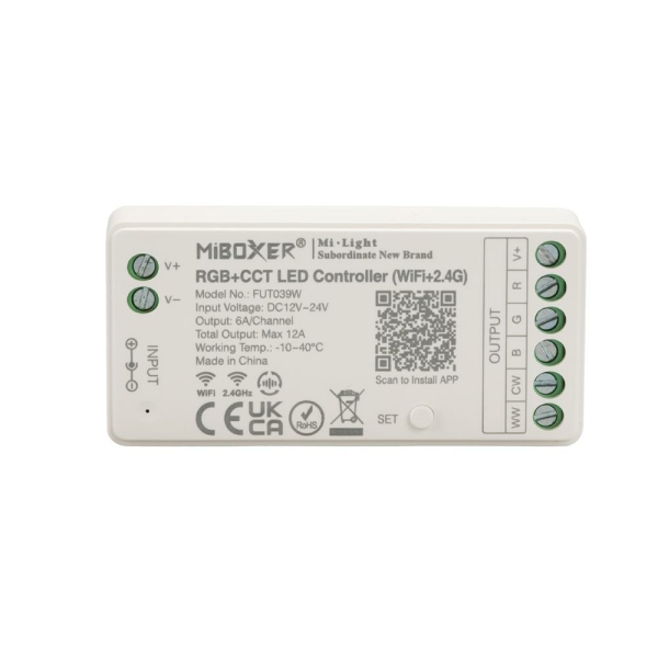 MiBoxer Controller | RGB + CCT | WiFi 2.4G 12/24V WiFi Tuya Alexa Google | Weiß | Model FUT039W
